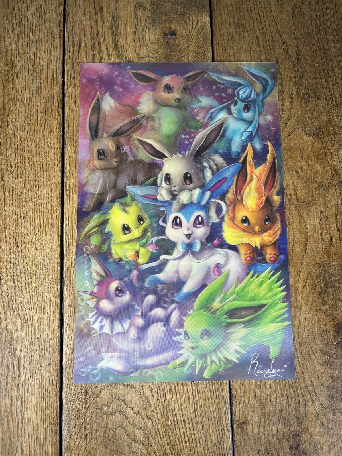 Pokemon Evolution Eevee 3D Poster Holigraphic Unframed, изображение 2