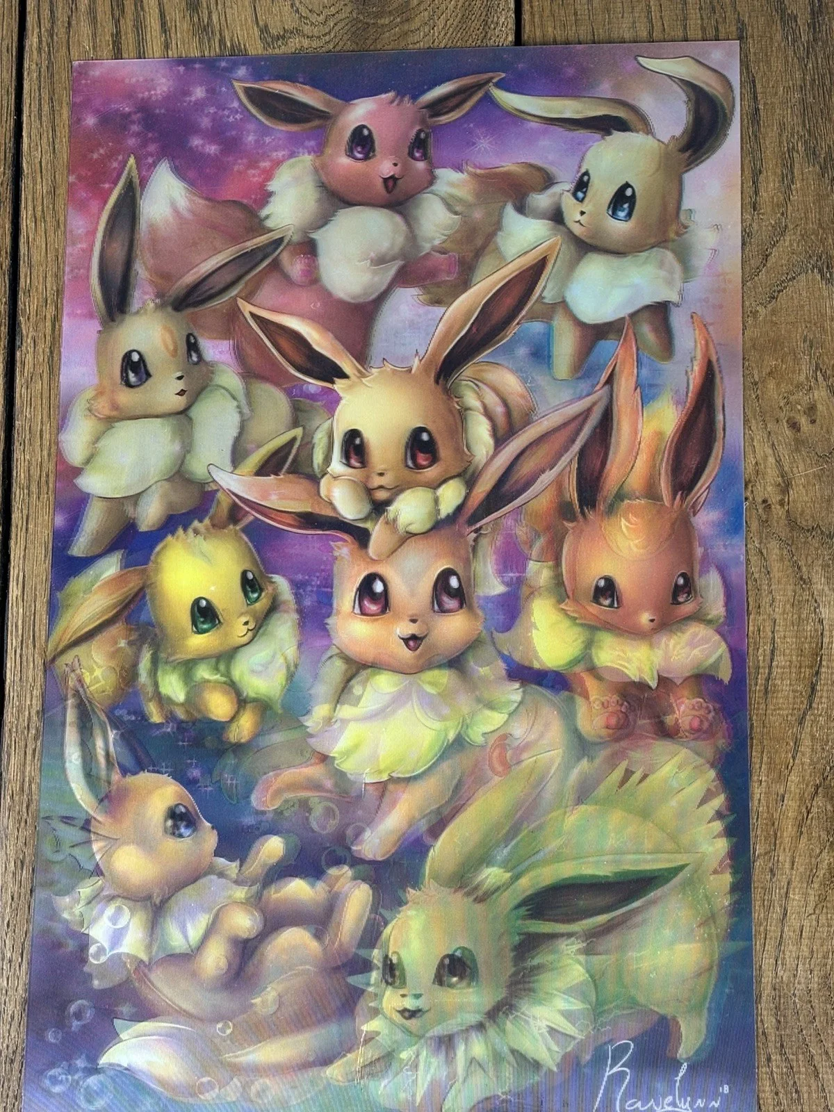 Pokemon Evolution Eevee 3D Poster Holigraphic Unframed, изображение 3