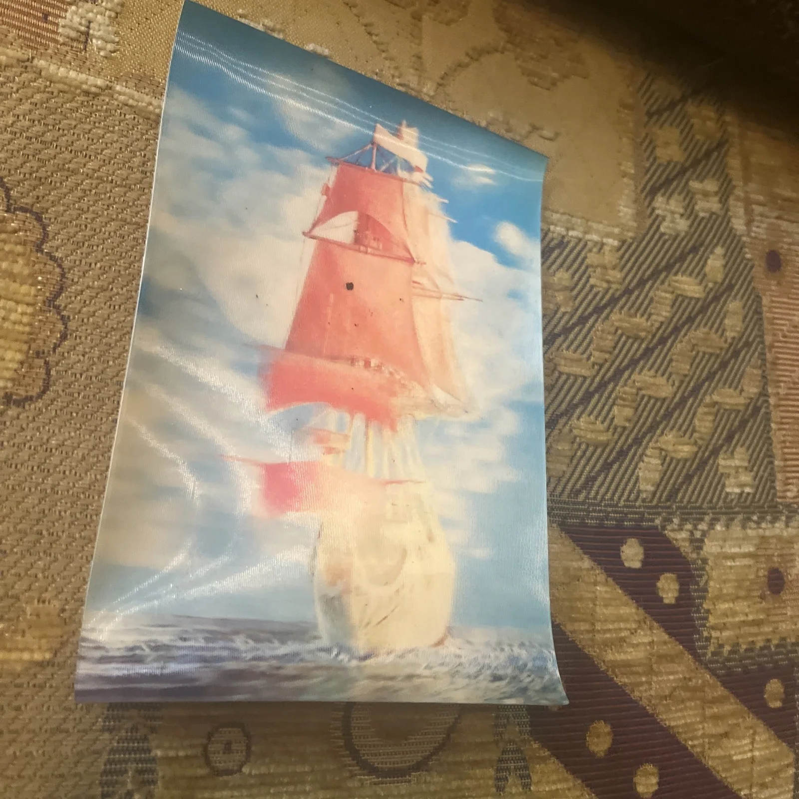 Alije Parusa Vintage USSR 3D Stereo Postcard Scarlet Sails Ship 1986, изображение 2