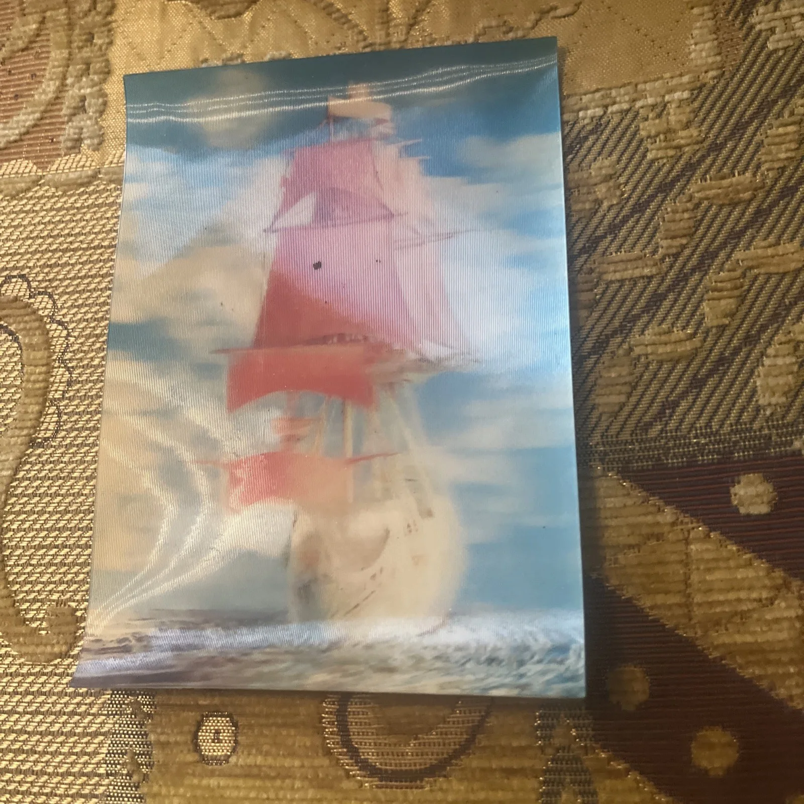 Alije Parusa Vintage USSR 3D Stereo Postcard Scarlet Sails Ship 1986, изображение 3