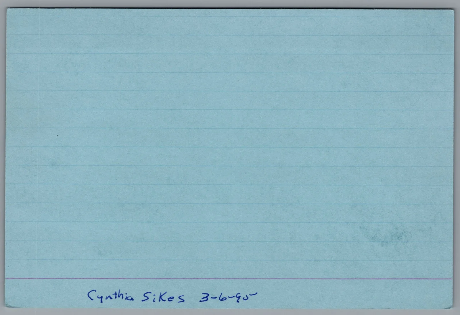 Cynthia Sikes — Cynthia Sikes Yorkin Signed 4x6 Index Card Blade Runner 2049 Autographed, изображение 2