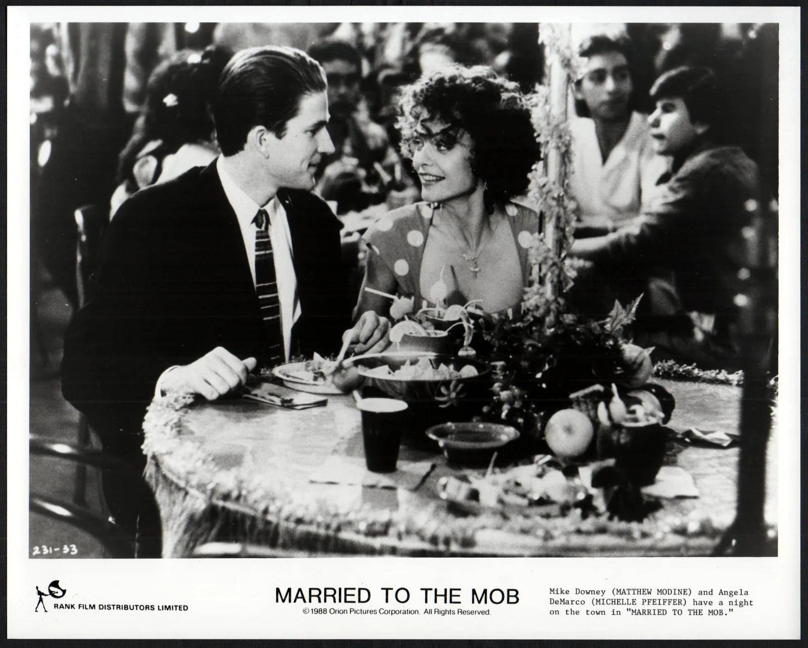 MARRIED TO THE MOB 1988 Matthew Modine - Michelle Pfeiffer 4 10x8 STILLS, image 2