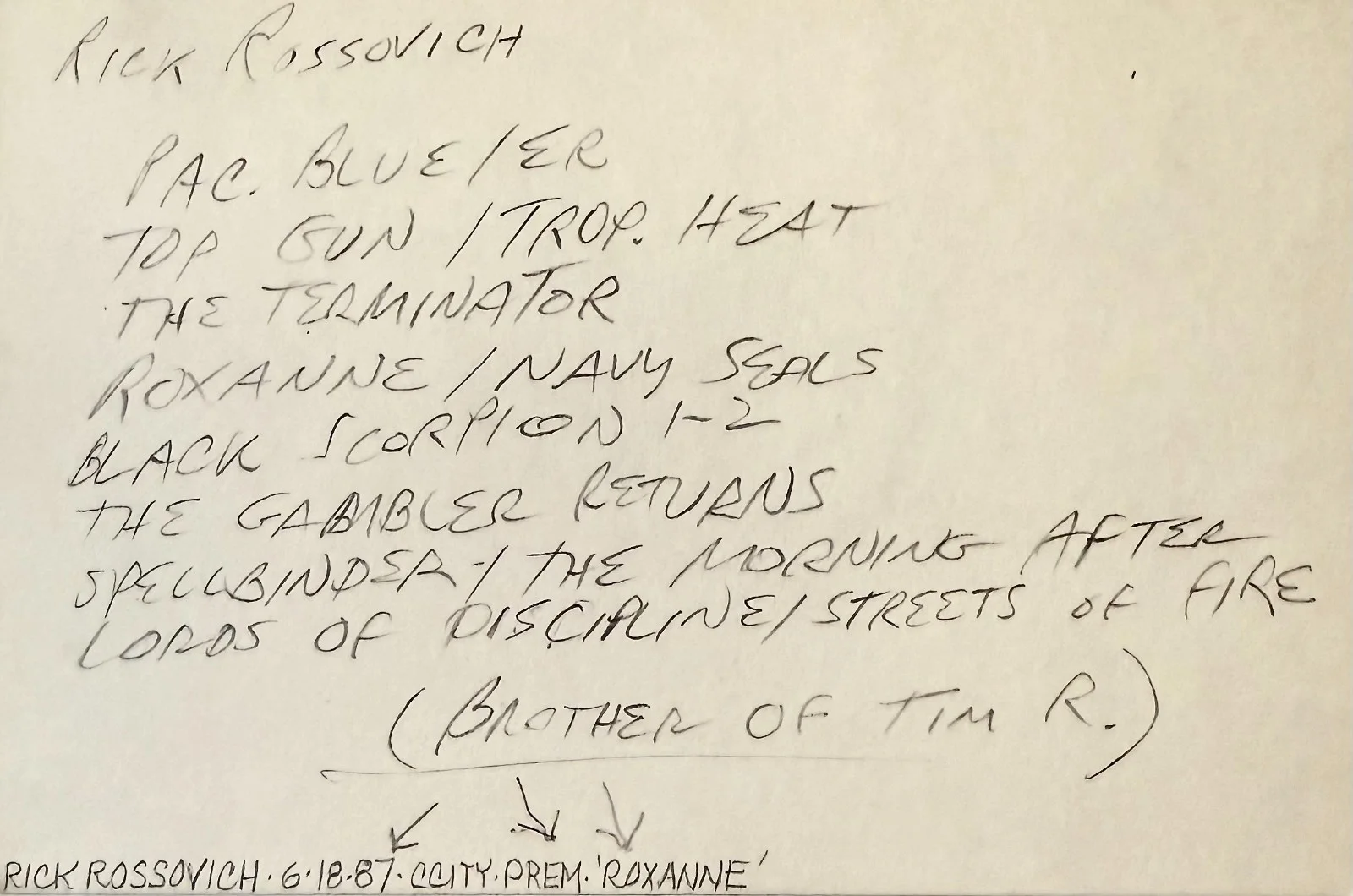 Rick Rossovich — RICK ROSSOVICH Signed Autographed 4x6 INDEX CARD TOP GUN Slider THE TERMINATOR, изображение 4
