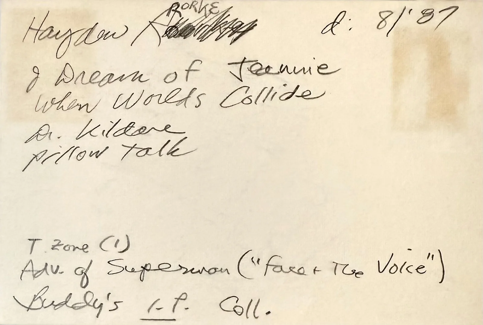 Hayden Rorke — HAYDEN RORKE Signed Autographed 4"x 6" INDEX CARD I Dream of Jeannie Dr. Bellows, изображение 2