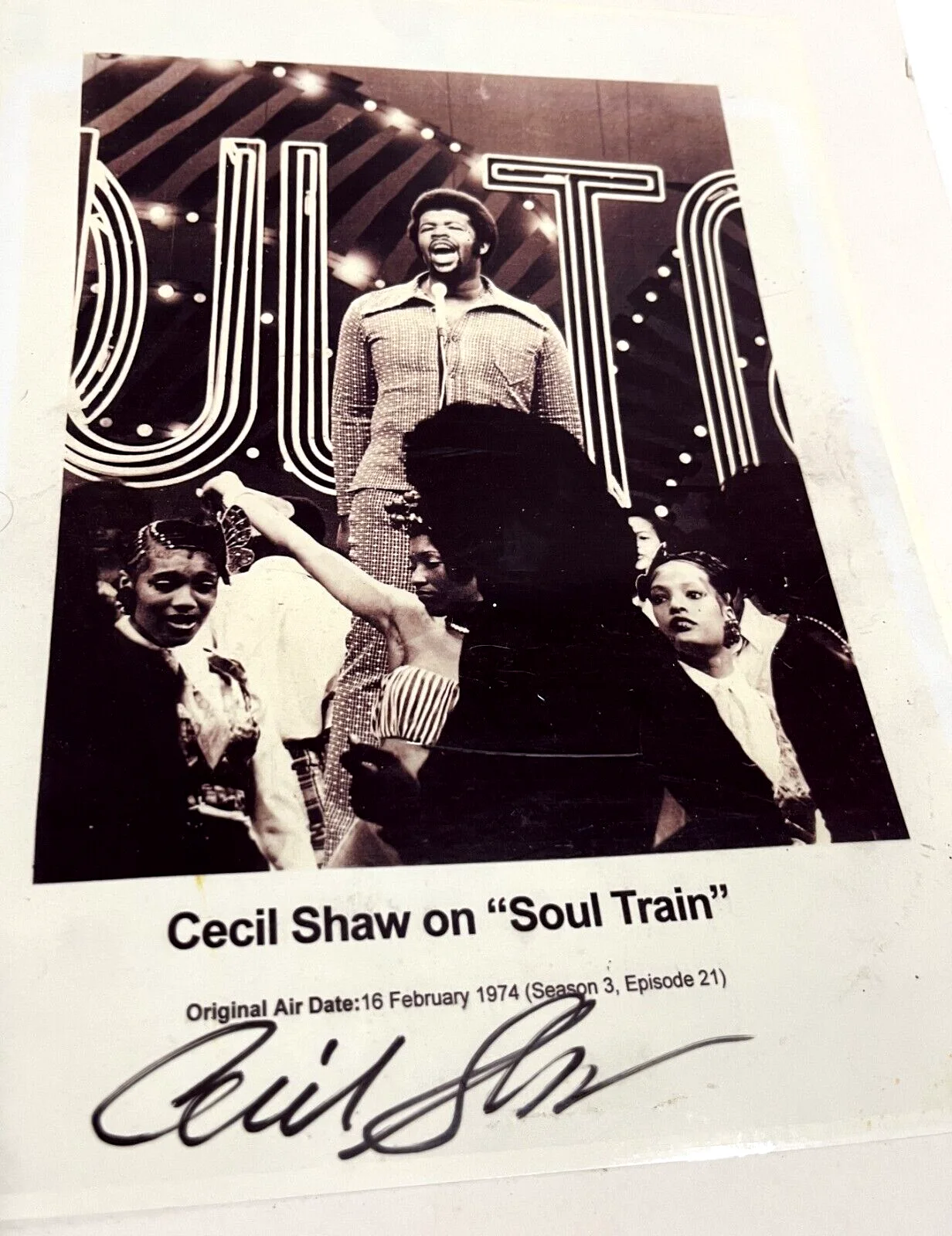 CECIL SHAW Soul Train Motown Kashmere High Houston Texas Signed B/W Photo 1974, изображение 3