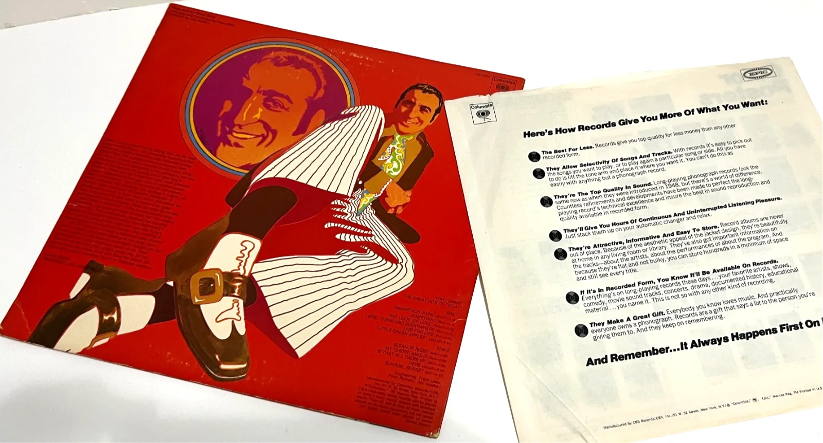 TONY BENNETT Sings The Greatest Hits of Today! Signed Record Album Cover, изображение 3