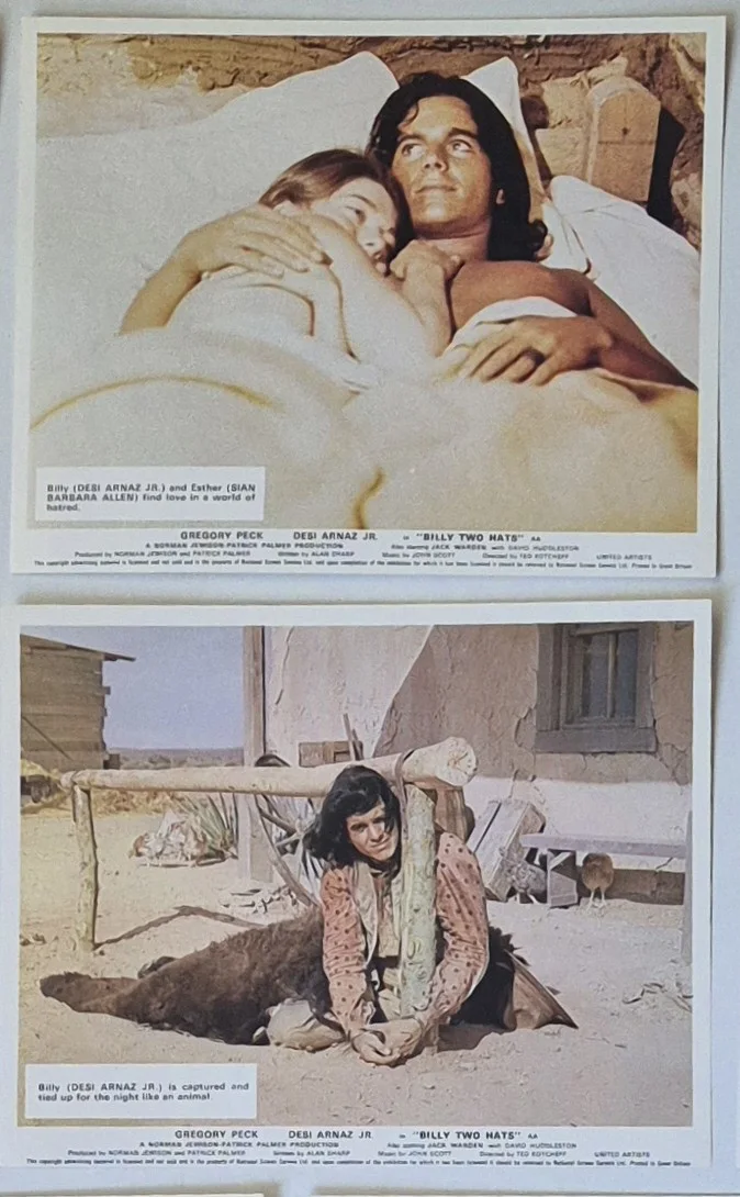 Lobby Card Set 10x8 - 1974 Billy Two Hats - Gregory Peck, Desi Arnax Jnr, Warden, image 3