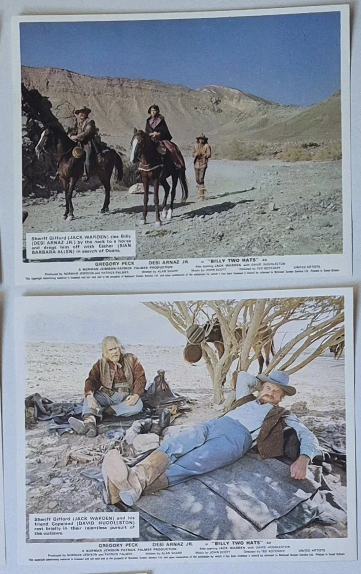 Lobby Card Set 10x8 - 1974 Billy Two Hats - Gregory Peck, Desi Arnax Jnr, Warden, image 4