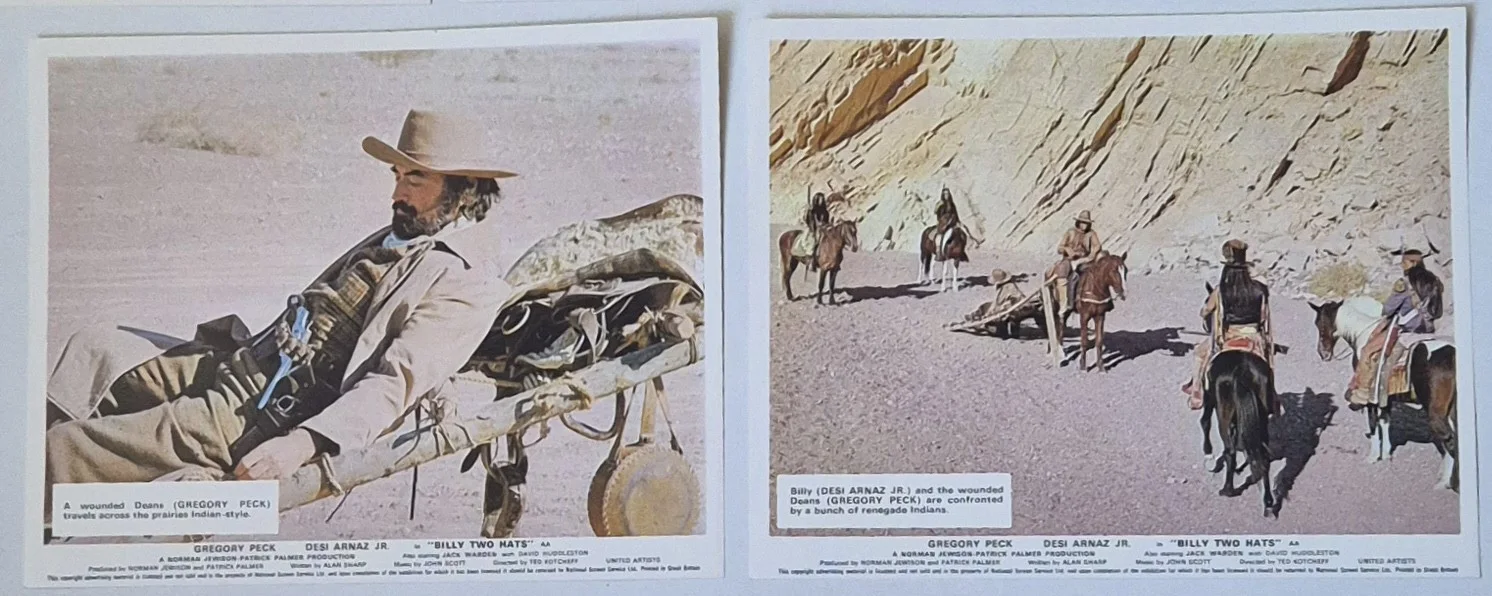 Lobby Card Set 10x8 - 1974 Billy Two Hats - Gregory Peck, Desi Arnax Jnr, Warden, image 5