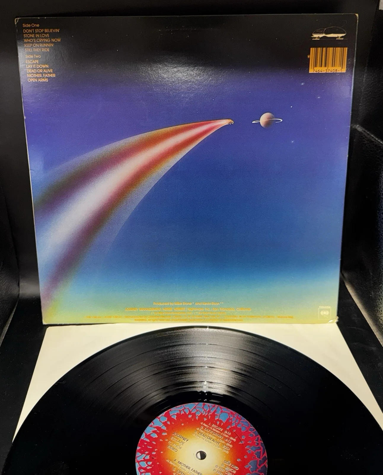 Steve Smith Journey Drummer Signed Steve Smith Auto ESCAPE LP Vinyl Album, изображение 3