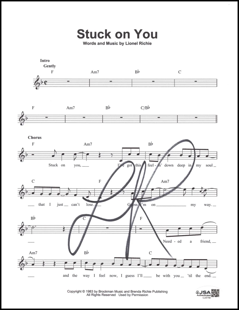 Lionel Richie — Lionel Richie Signed Autograph Stuck On You Sheet Music Can't Slow Down JSA COA