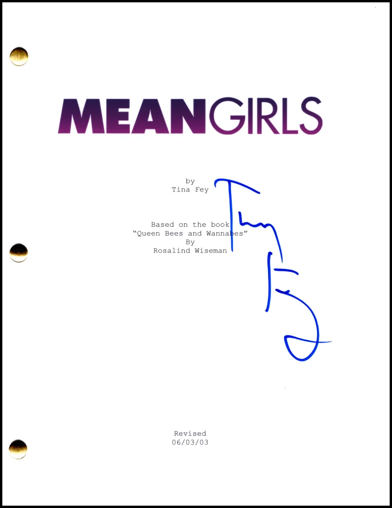 Tina Fey — Tina Fey Signed Autograph Mean Girls Full Movie Script Screenplay