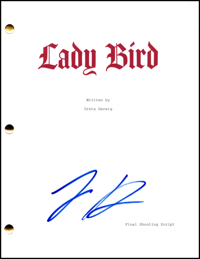 Lucas Hedges — Lucas Hedges Signed Autograph Lady Bird Movie Script Screenplay w/ Saoirse Ronan