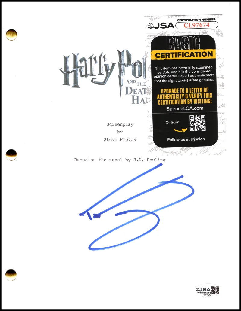 Tom Felton — Tom Felton Signed Autograph Harry Potter Deathly Hallows 2 Movie Script JSA COA, изображение 2