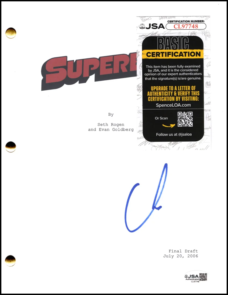 Christopher Mintz-Plasse — Christopher Mintz-Plasse Signed Autograph Superbad Script Screenplay w/ JSA COA, image 2