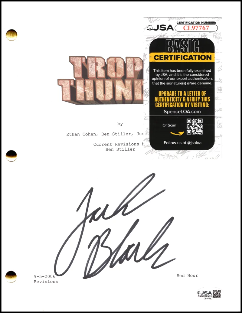 Jack Black — Jack Black Signed Autograph Tropic Thunder Full Movie Script Screenplay JSA COA, image 2