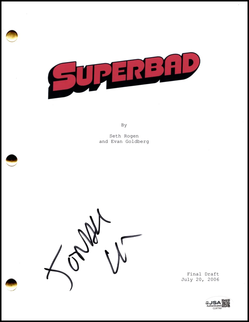 Jonah Hill — Jonah Hill Signed Autograph Superbad Full Movie Script Screenplay w/ JSA COA