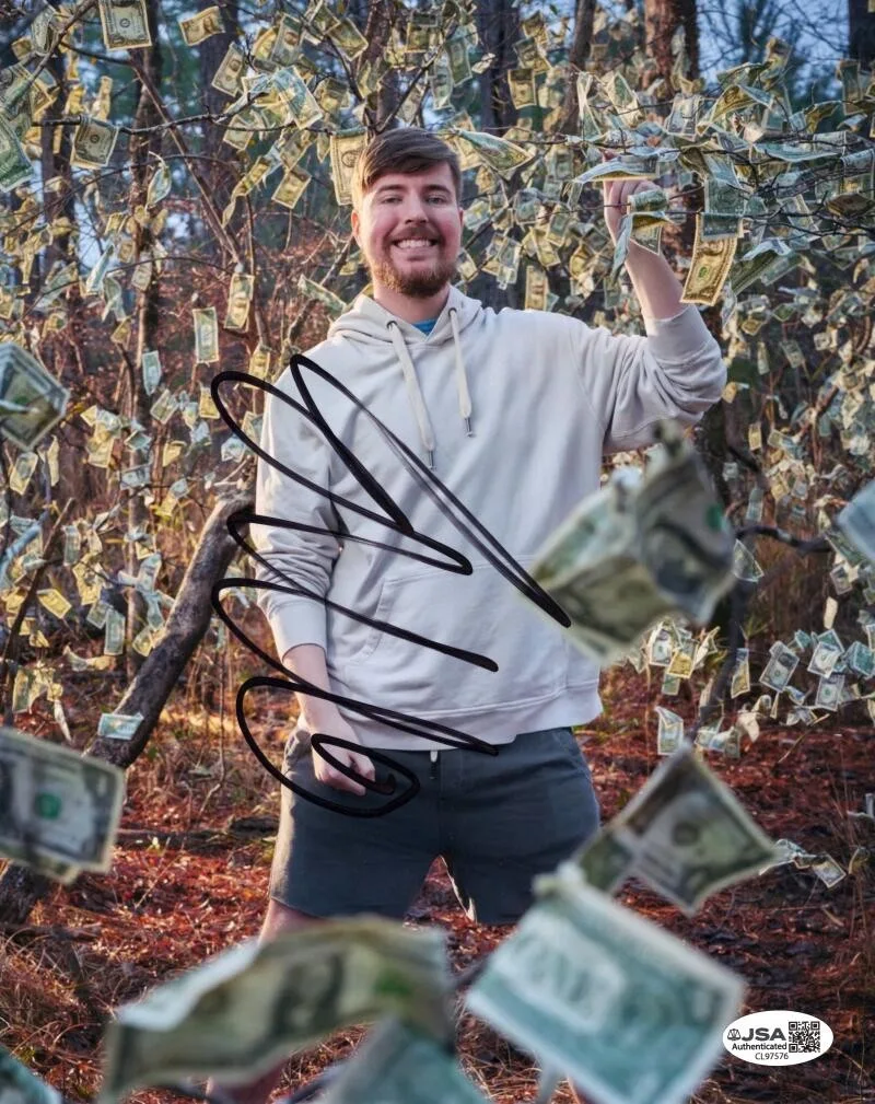 MrBeast — MrBeast Jimmy Donaldson Signed Autograph 8x10 Photo Billionaire YouTuber JSA COA