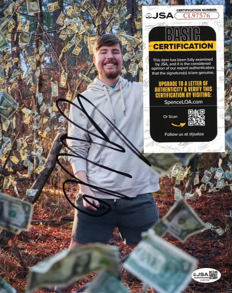 MrBeast — MrBeast Jimmy Donaldson Signed Autograph 8x10 Photo Billionaire YouTuber JSA COA, image 2