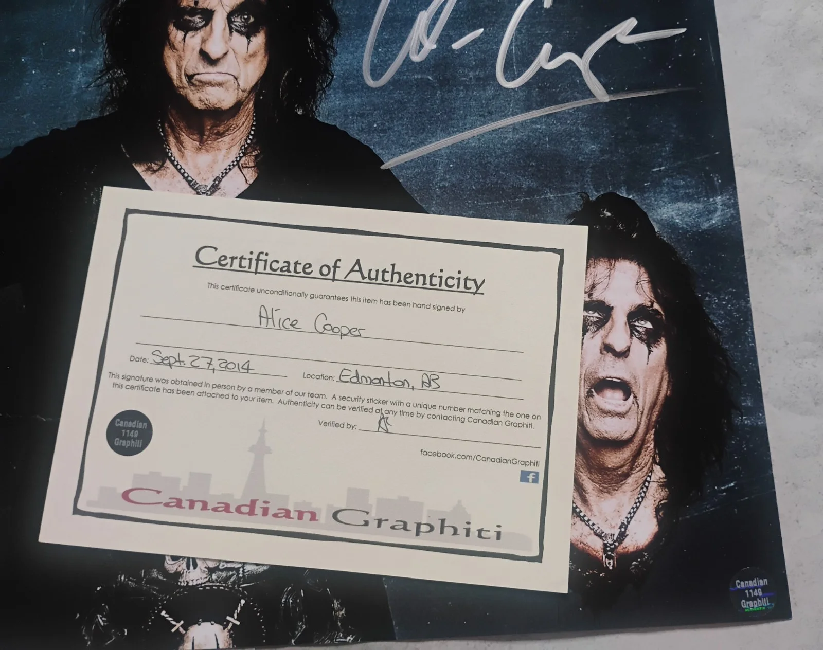 Alice Cooper Hand Signed 11x14 Photo COA - NO US TARIFFS, image 4