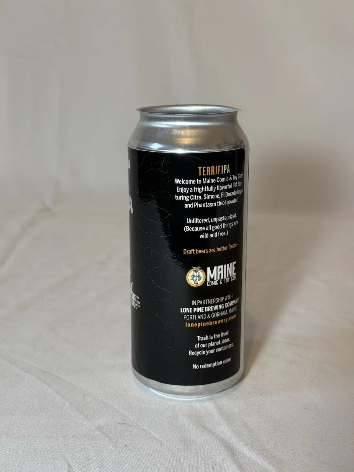 Rare Souvenir Can Signed By David Howard Thorton Lone Pine Brewing (empty), image 4