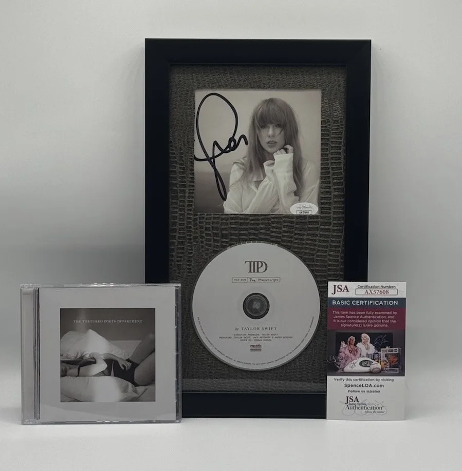 SIGNED Taylor Swift Tortured Poets Department Framed CD COA JSA Authentic, image 2