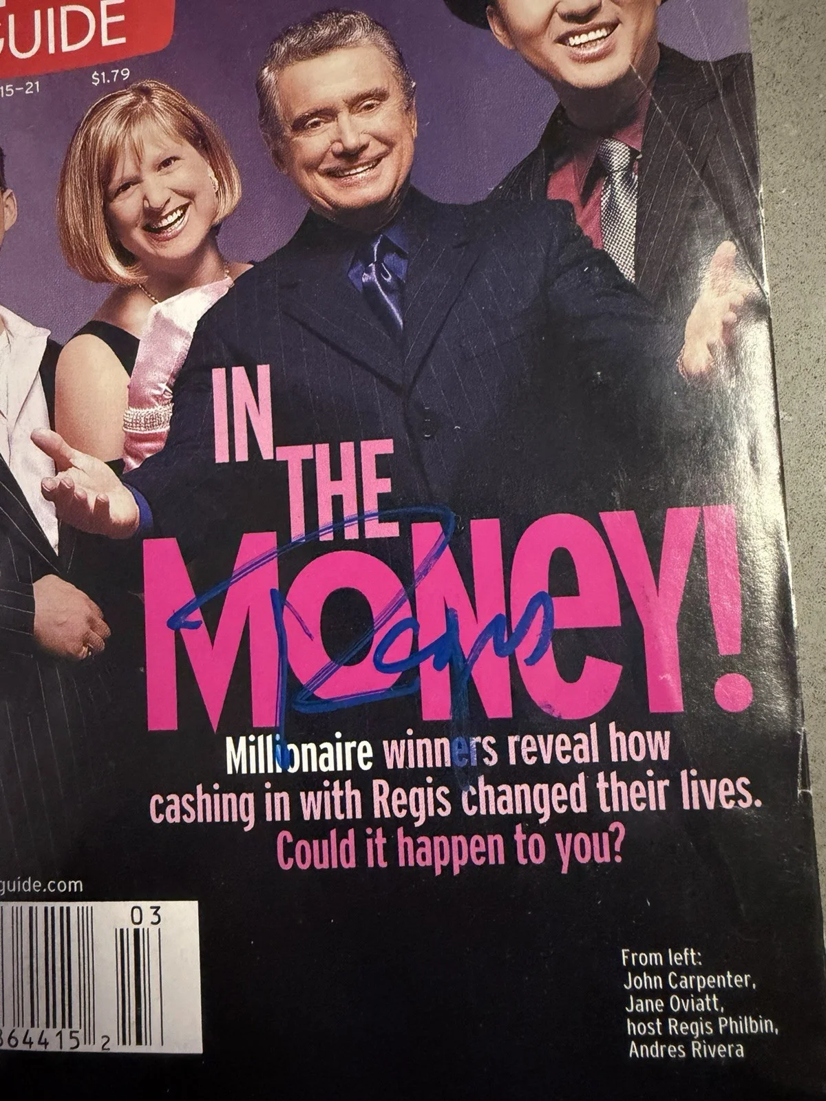 REGIS PHILBIN WHO WANTS TO BE A MILLIONAIRE SIGNED AUTOGRAPH TV GUIDE AUTH, image 2