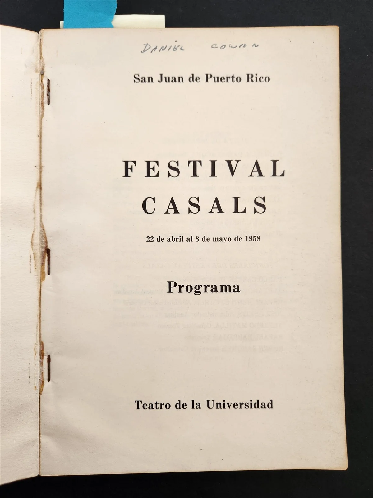 1958 vintage FESTIVAL CASALS w SIGNATURES san juan de puerto rico concert BOOK, изображение 3