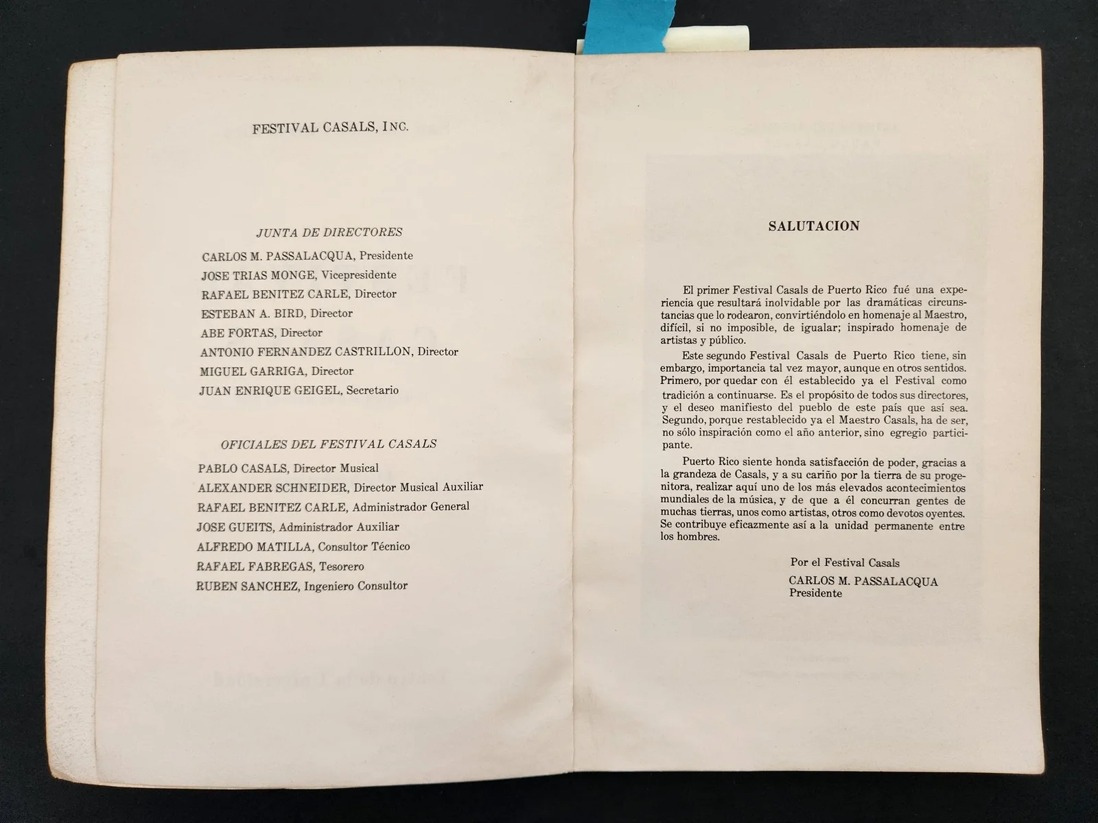 1958 vintage FESTIVAL CASALS w SIGNATURES san juan de puerto rico concert BOOK, изображение 4