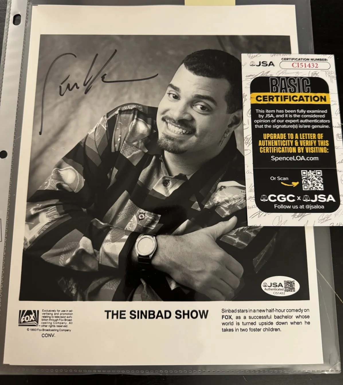 Sinbad — Sinbad Signed 8x10 The Sinbad Show TV Still Photo Autograph JSA COA