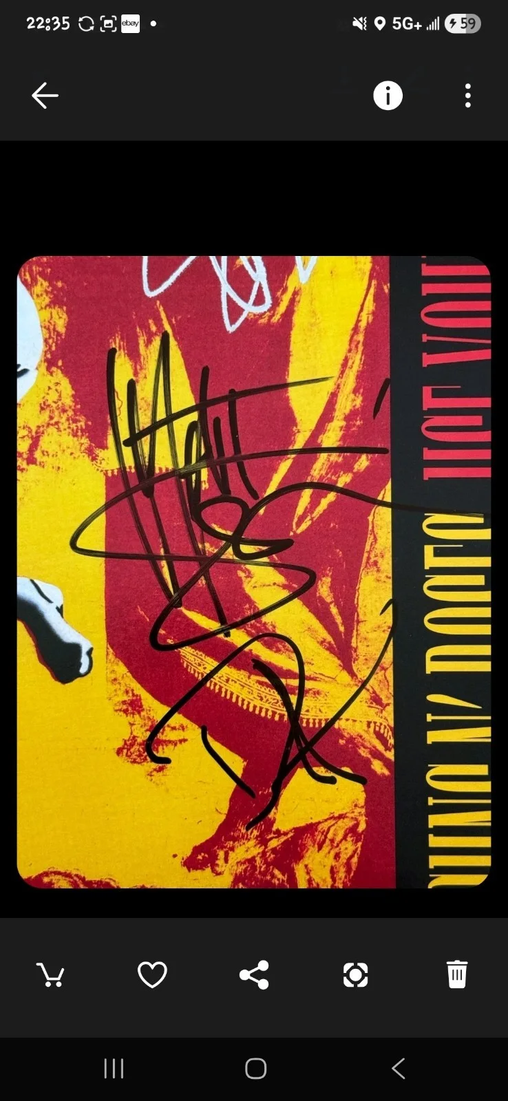 Guns N Roses Signed SLASH, MATT, & DUFF UYI1 VINYL RACC BOUGHT, image 2
