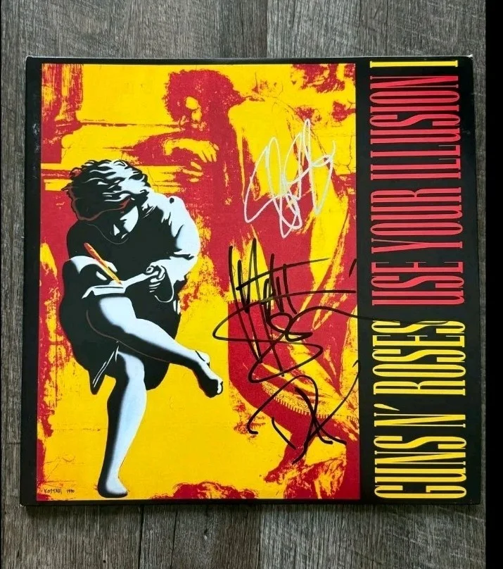 Guns N Roses Signed SLASH, MATT, & DUFF UYI1 VINYL RACC BOUGHT, image 5
