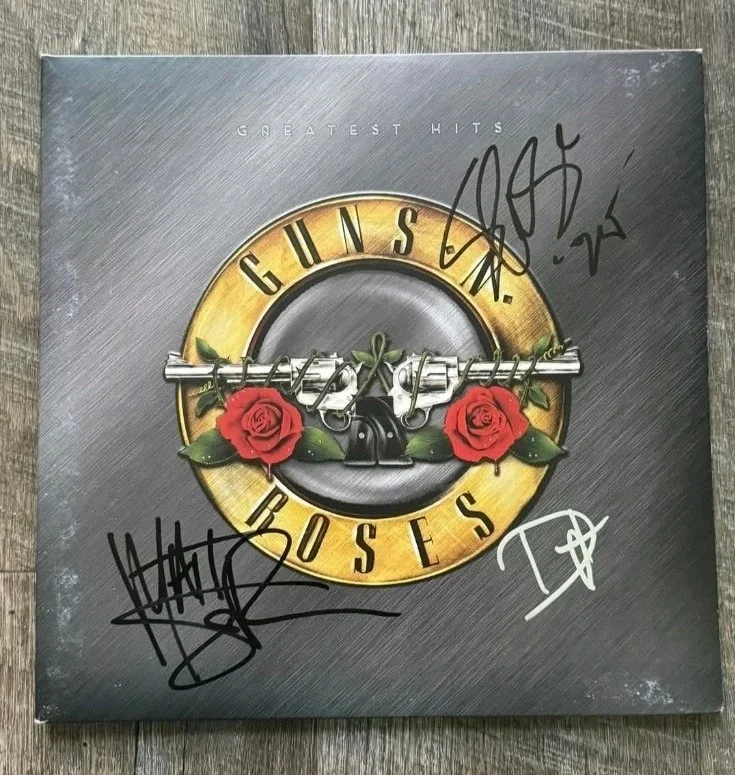 GUNS N ROSES SIGNED SLASH, DUFF & MATT GREATEST HITS VINYL RACC BOUGHT, изображение 3