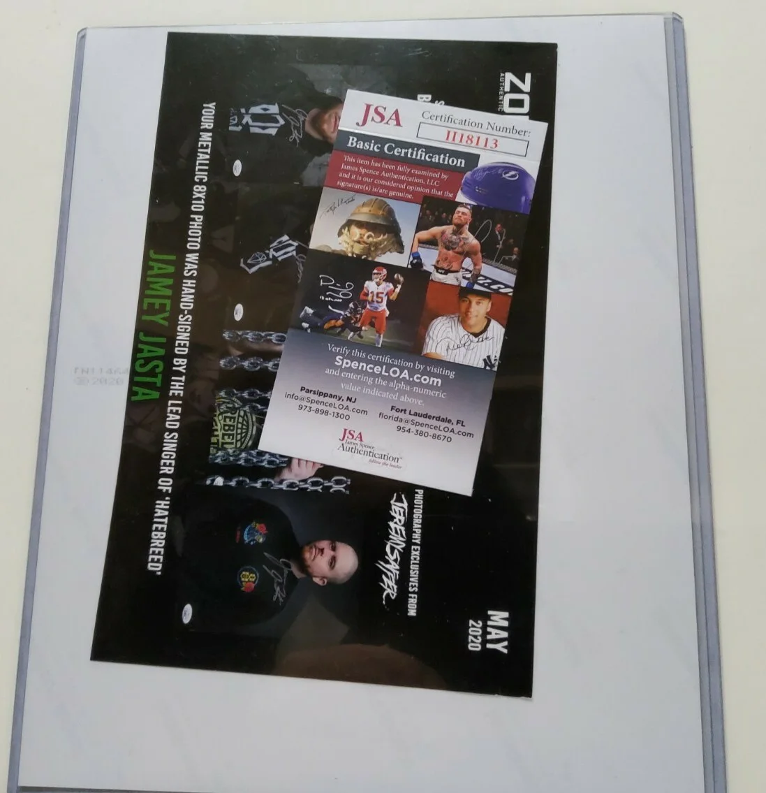 Zobie Metal Jamey Jasta Hatebreed Singer Autograph 8x10 Photograph JSA Certified, изображение 2