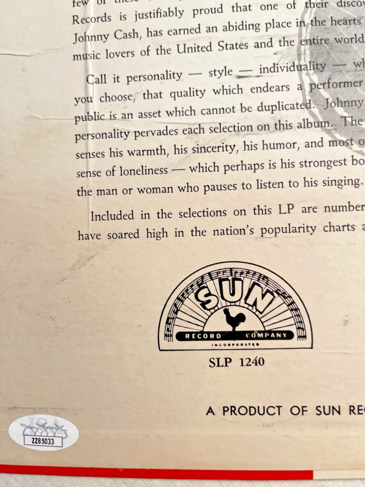 Johnny Cash Greatest Signed Album 1959 Sun Records + 1994 Concert Ticket JSA LOA, изображение 3