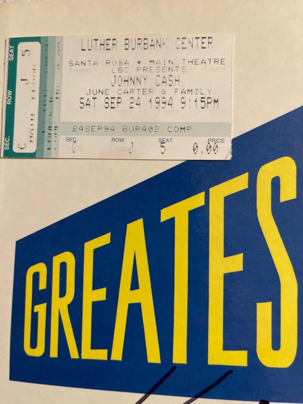 Johnny Cash Greatest Signed Album 1959 Sun Records + 1994 Concert Ticket JSA LOA, изображение 5