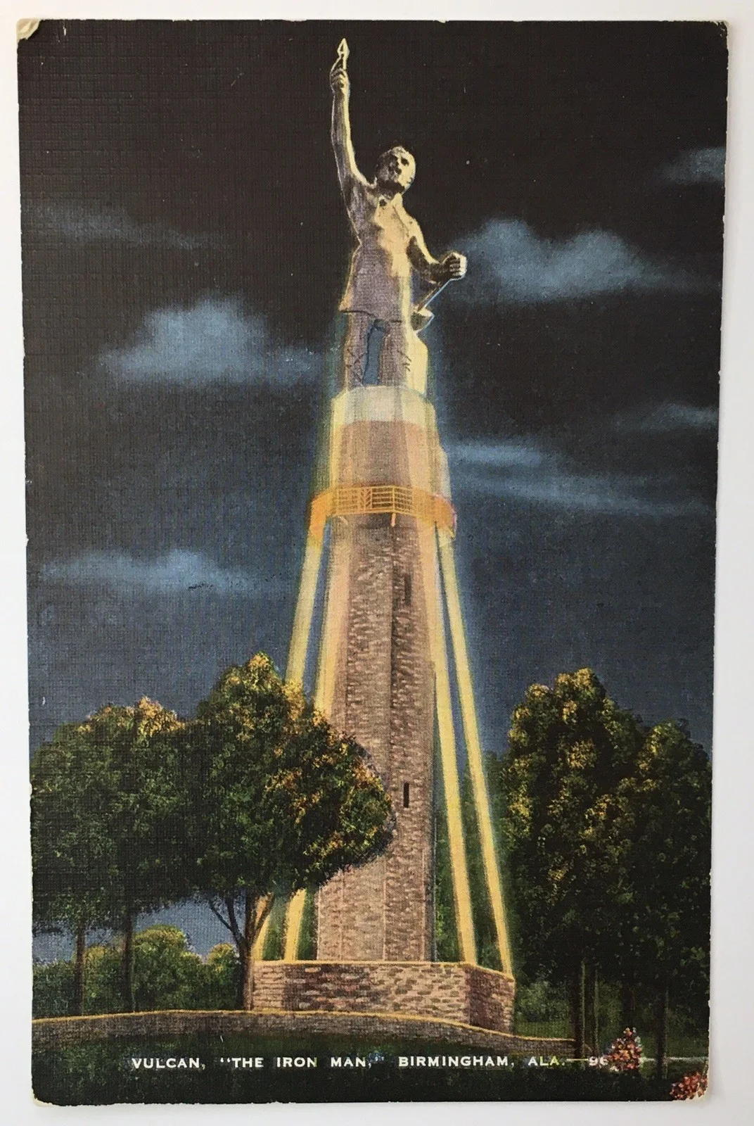 Mickey Rooney — 1940s MICKEY ROONEY Autographed Hand Signed Vulcan Iron Man Statue Postcard, image 2