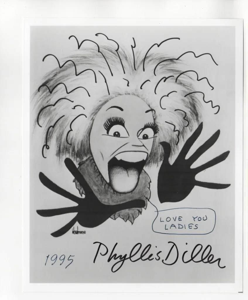Phyllis Diller — Phyllis Diller lot 2 signed 8X10 caricature Photo & 7.25x9" photo promo still, изображение 3