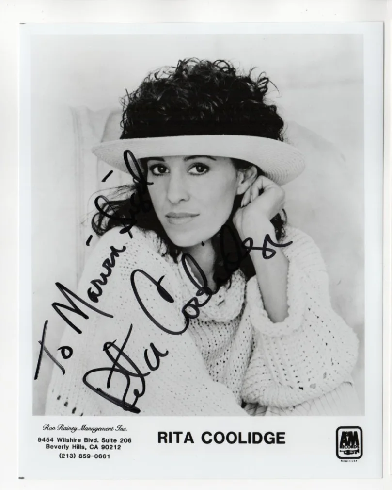 Rita Coolidge lot 2 signed inscribed 8x10" promo photos Grammy winning singer, image 3