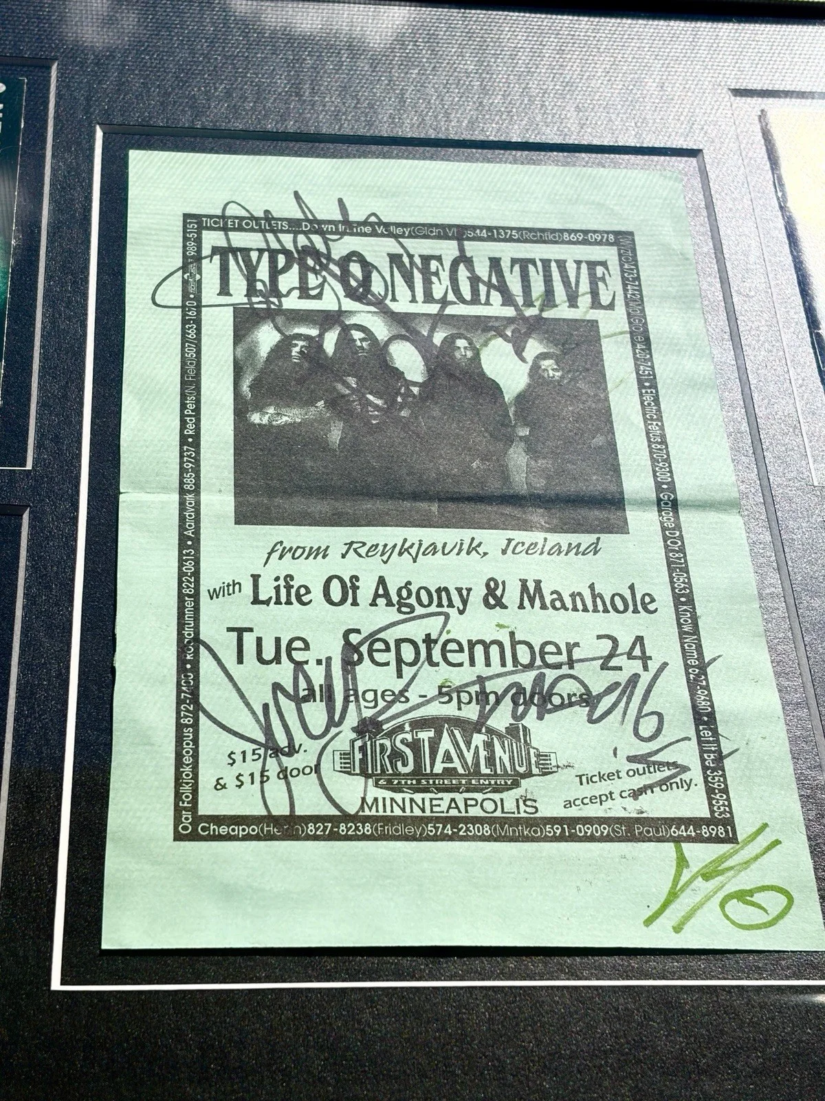 Type O Negative Signed Autographs CD Album Covers Framed With Tickets + Flyer, image 5