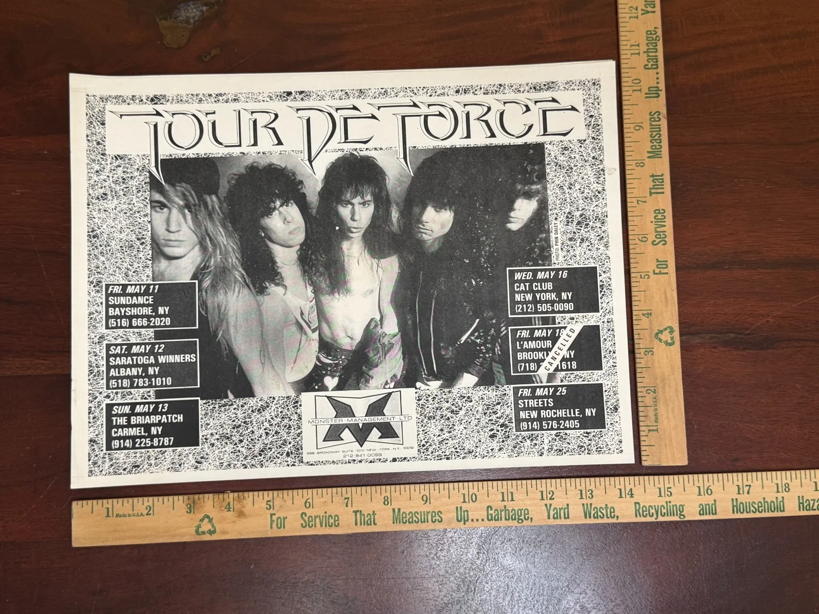 PROMO PHOTO TOUR DE FORCE BAND 10.5x14.5" SUNDANCE, SARATOGA, CAT CLUB, L'AMOUR, изображение 2