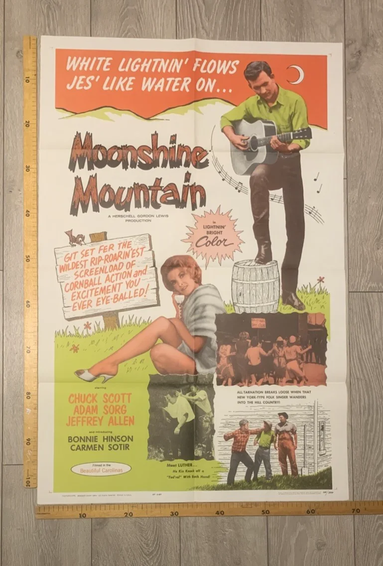 MOONSHINE MOUNTAIN 1964 HERSCHELL GORDON LEWIS ORIGINAL US ONE SHEET, image 2