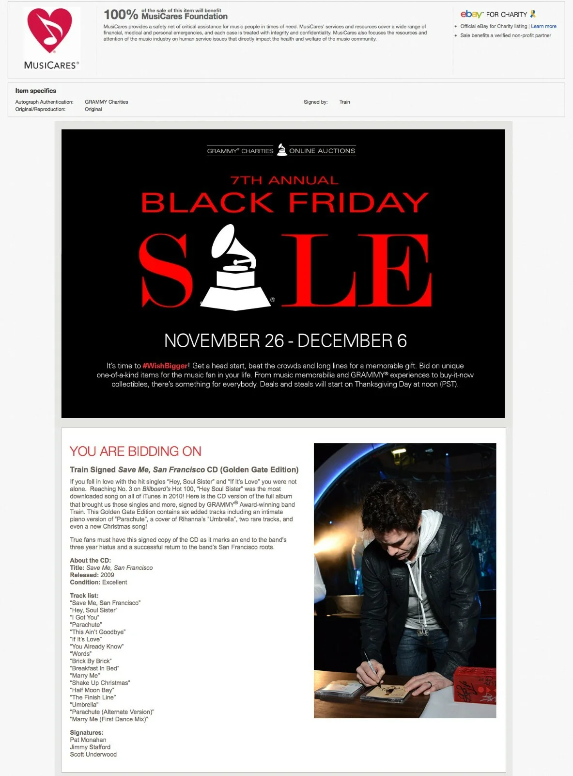 MC Train - Signed "Save Me San Francisco" CD, image 2