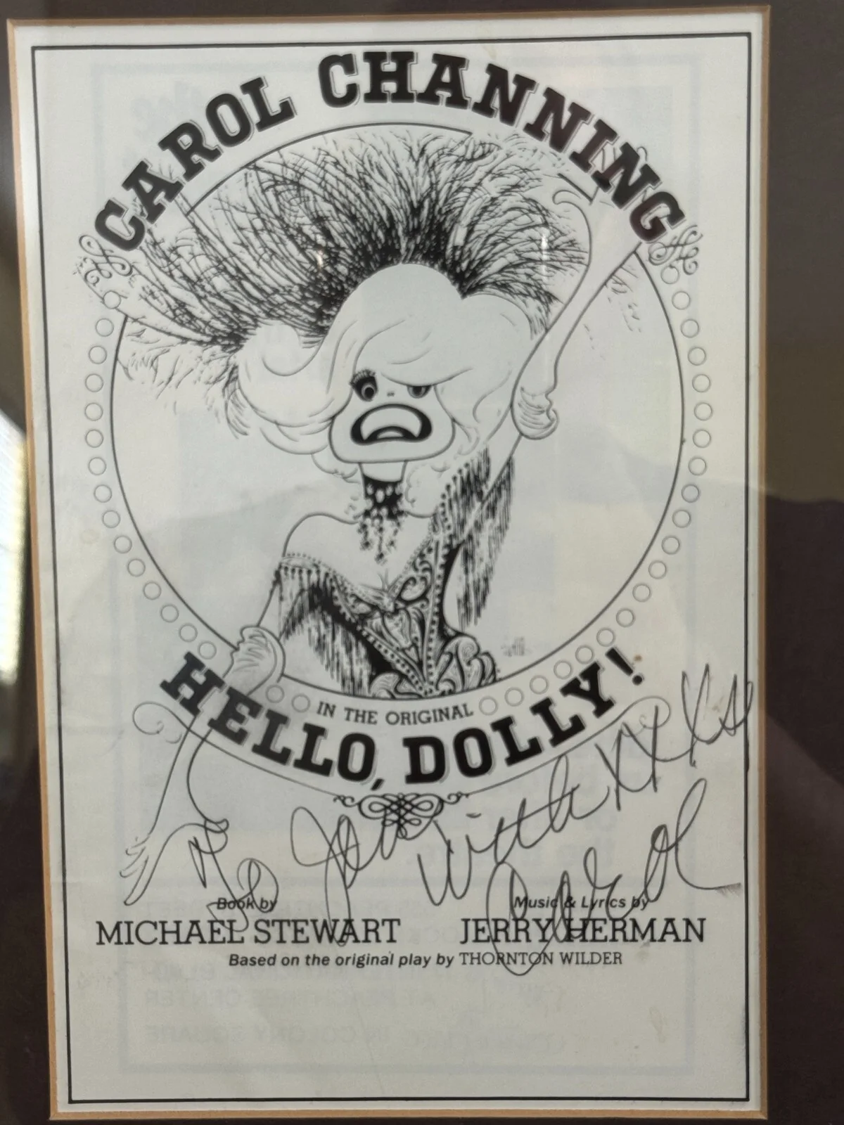 HELLO DOLLY PROGRAM PLAYBILL SIGNED BY CAROL CHANNING- THEATER AUTOGRAPH FRAMED, image 2