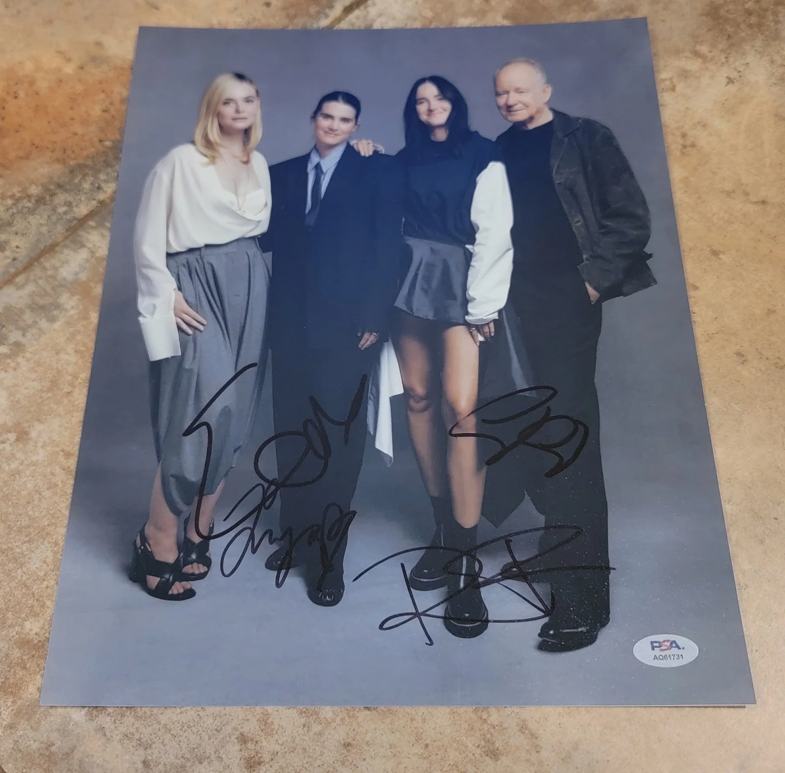 Reinsve, Stellan Skarsgard, Elle Fanning, Inga Ibsdotter Lilleaas — Sentimental Value cast 4x signed 11x14 photo autograph PSA Renate Stellan Elle