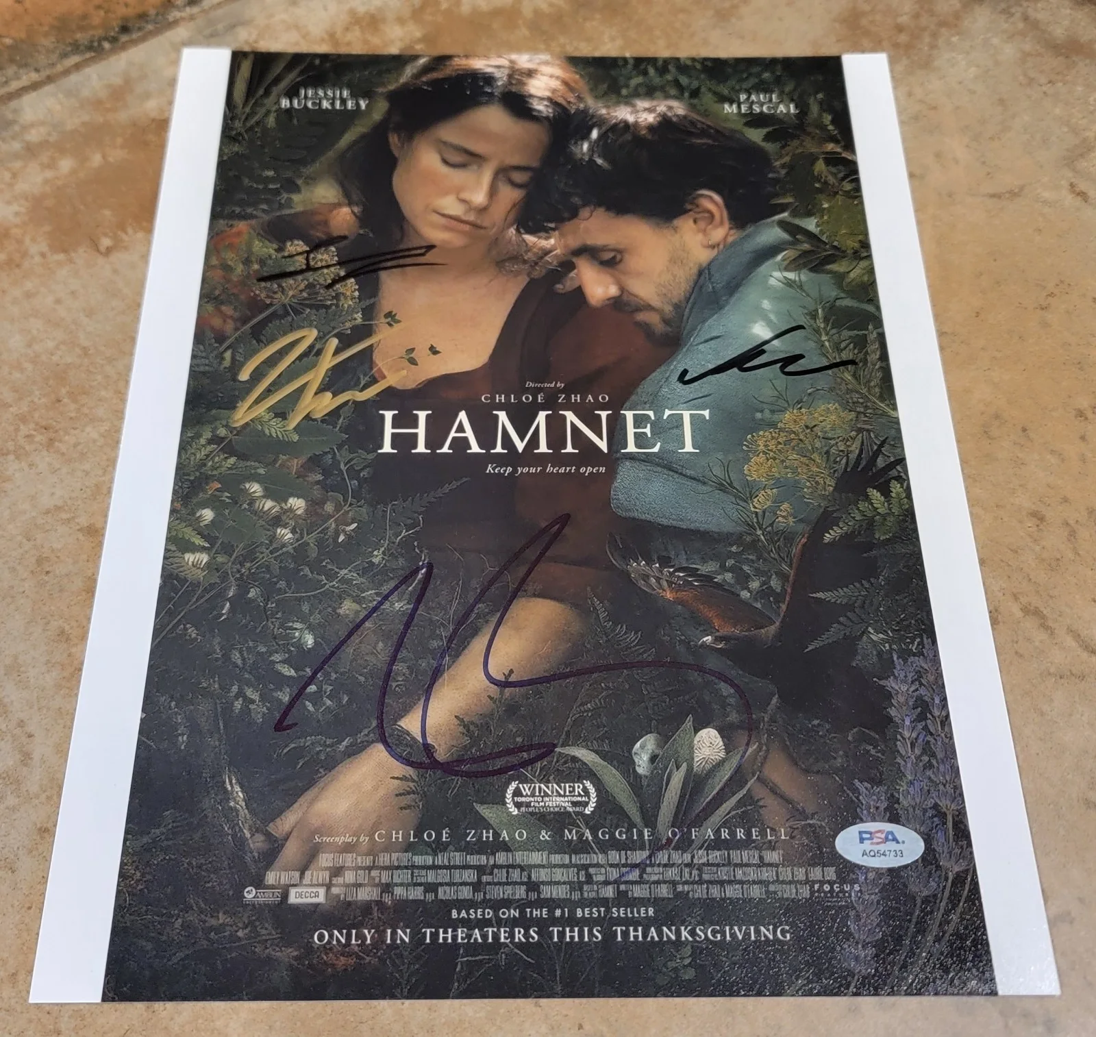 Jessie Buckley, Noah Jupe, Jacobi Jupe, Joe Alwyn — Hamnet cast 4x signed 11x14 photo autograph PSA Jessie Buckley Noah Jacobi Jupe