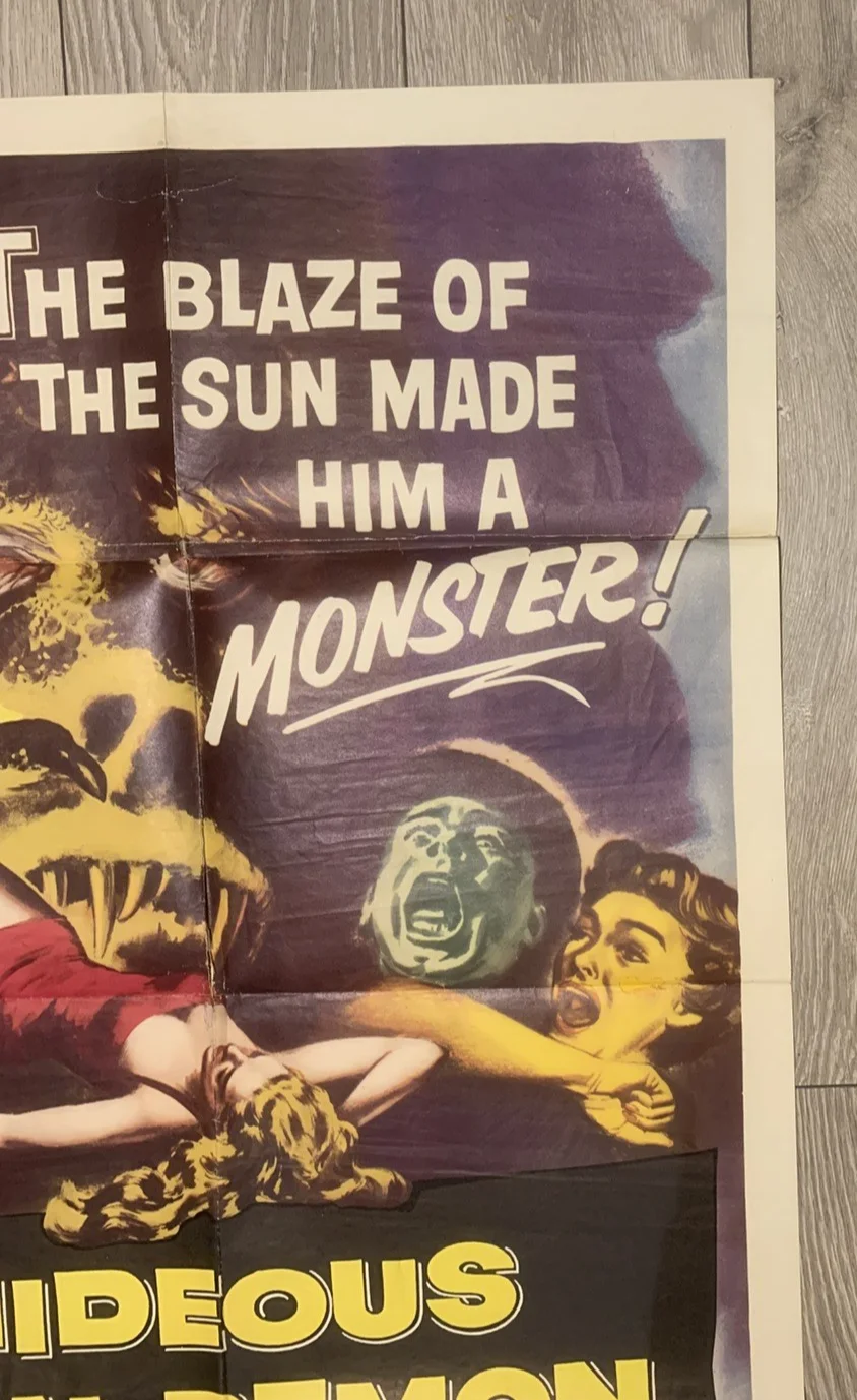 THE HIDEOUS SUN DEMON 1959 ORIGINAL US ONE SHEET ROBERT CLARKE, image 4
