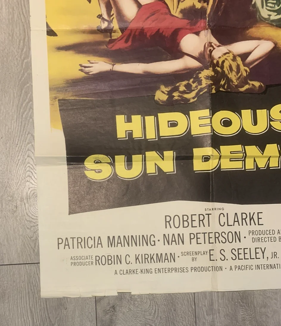 THE HIDEOUS SUN DEMON 1959 ORIGINAL US ONE SHEET ROBERT CLARKE, image 5