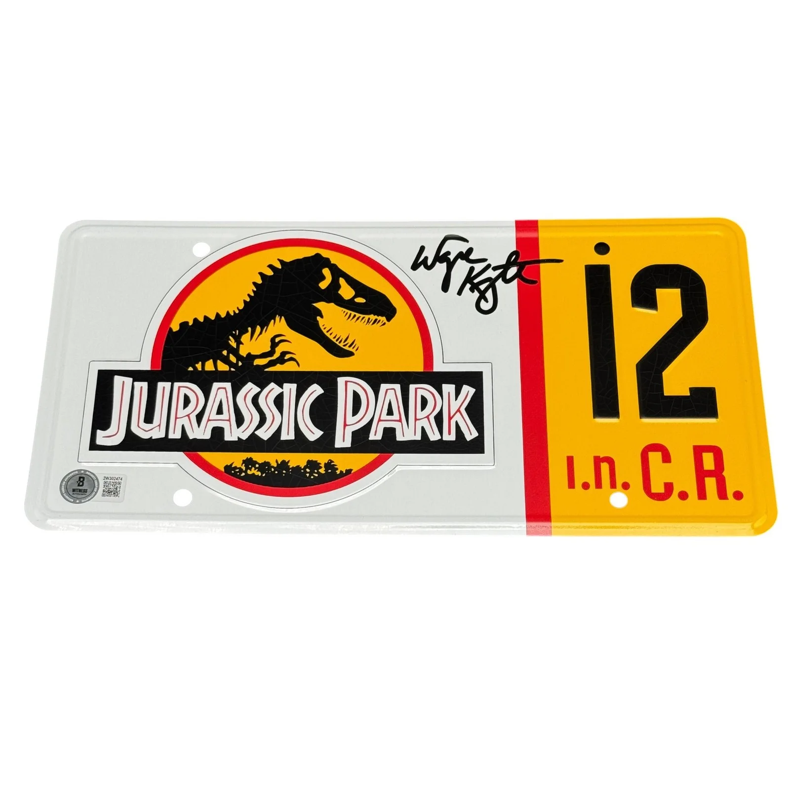 Wayne Knight — Wayne Knight Signed Jurassic Park License Plate Beckett Witnessed Autograph