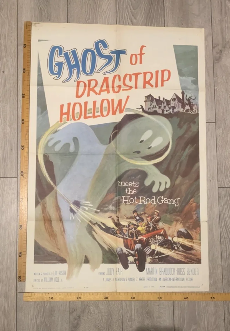THE GHOST OF DRAGSTRIP HOLLOW 1959 ORIGINAL US ONE SHEET RUSS BENDER, image 2